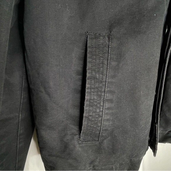 Levi’s Black Heavyweight Lined Men’s Trucker Jacket with Gray Waffle Hood Large - Picture 2 of 11